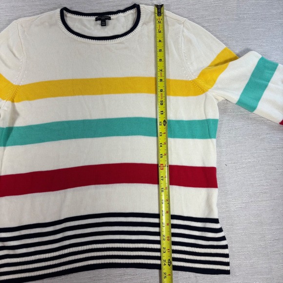 Talbots Petite XL Striped Pima Cotton Sweater Crew Neck Colorful Nautical - Picture 5 of 6